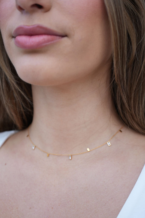Lydia Crystal Baguette Necklace