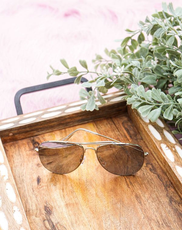 Silver Aviator Sunglasses