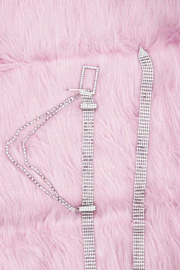 Rhinestone belt with chain dangle