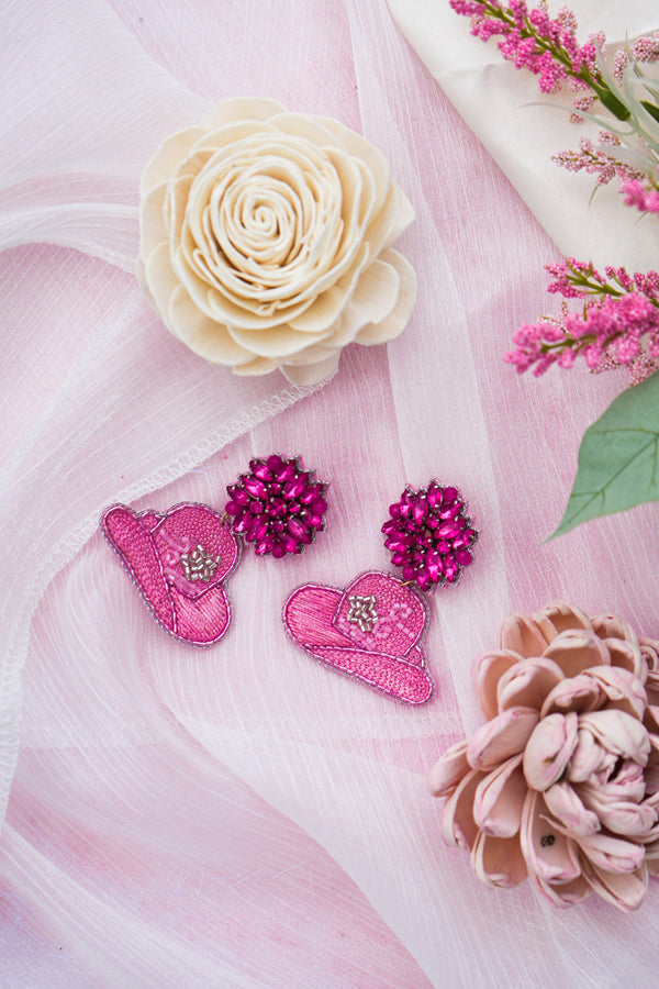 Beaded Cowboy Hat Earring