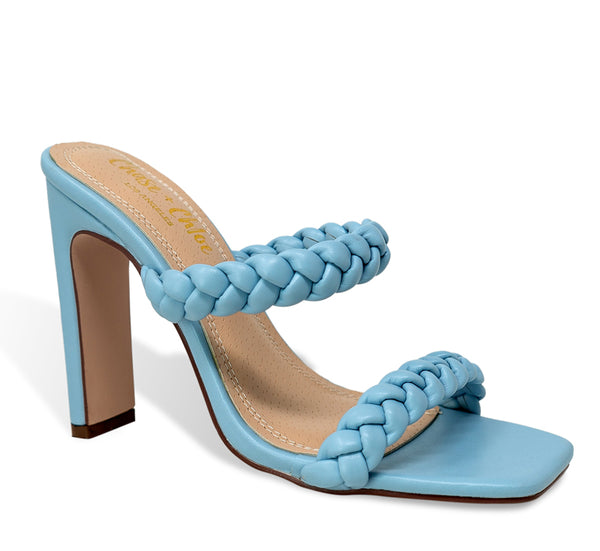 Woven Strap Square Toe Heel