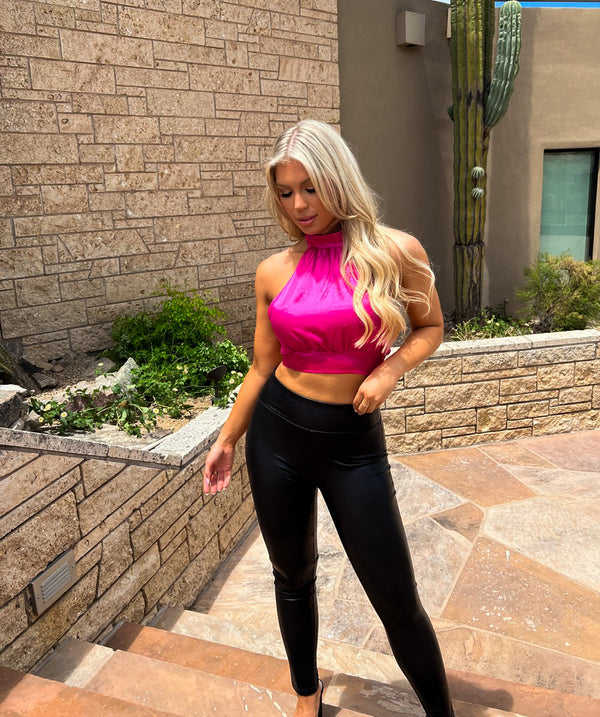 Silk Halter Crop Top