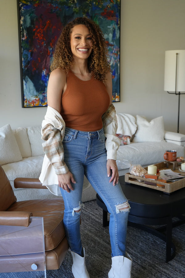 Sleeveless High Neck Sweater Tank