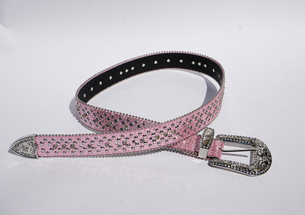 Studded Western Belt With Glitter