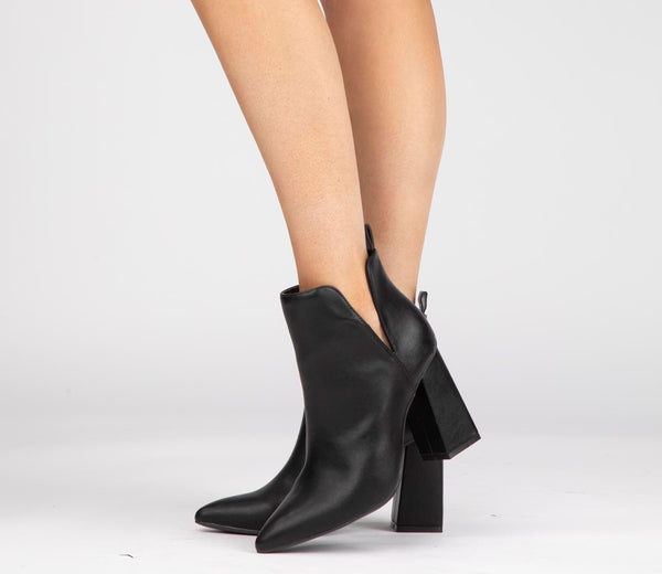 Slit Bootie With Chunky Heel